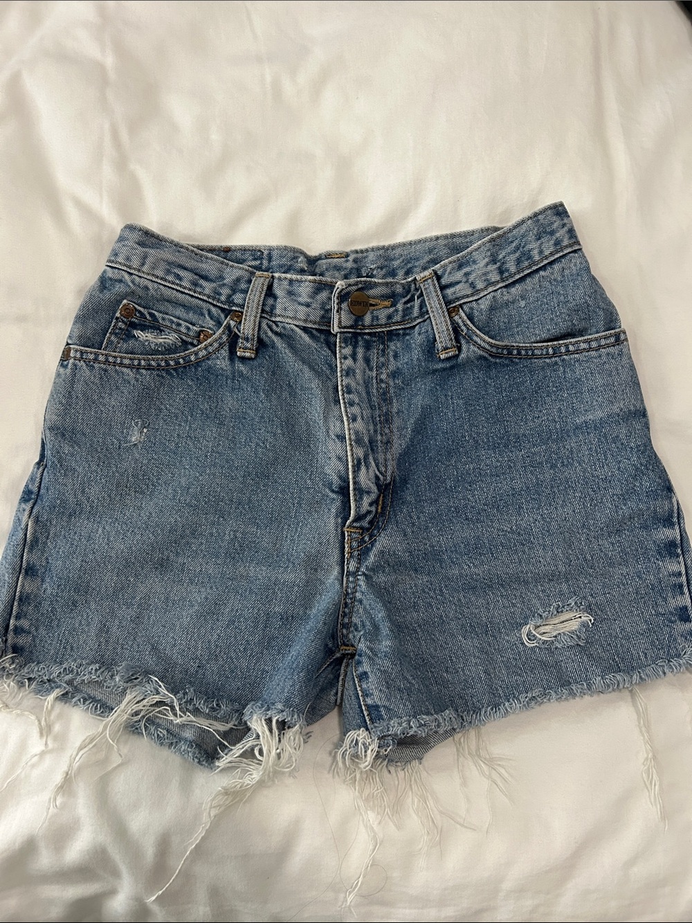 Edwin Denim Cutoff Shorts in Medium Blue